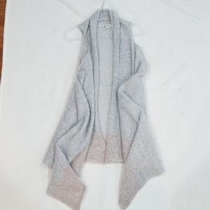 Francesca's Grey & Pink Sleeveless Drape Open Vest